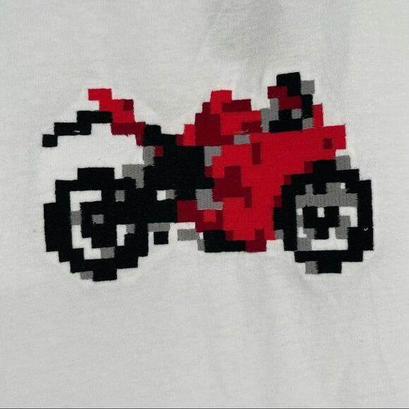 French Connection Embroidered Pixel Motorcycle TShirt NWT - Picture 4 of 12